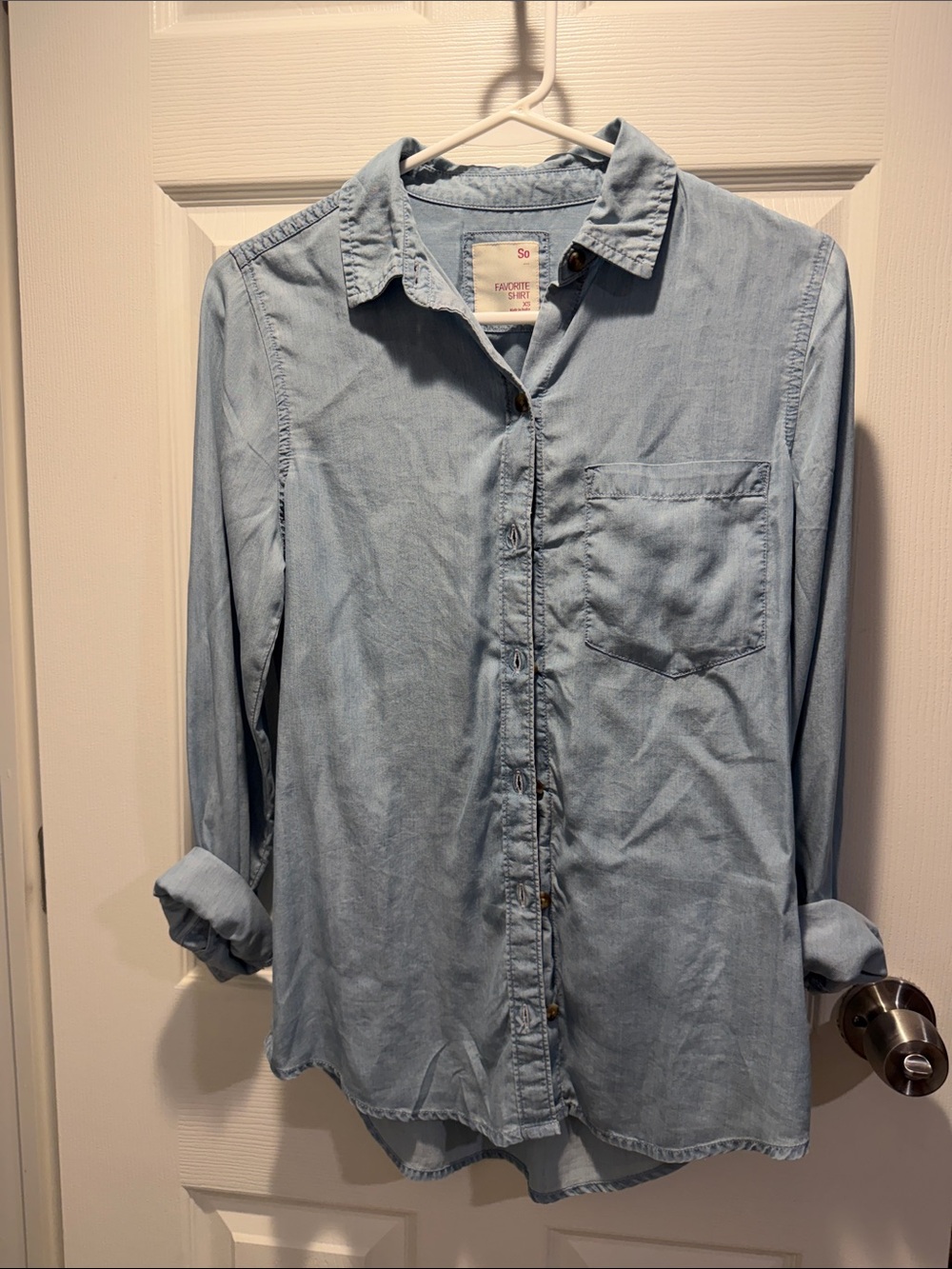 SO Light Blue Chambray Button Shirt